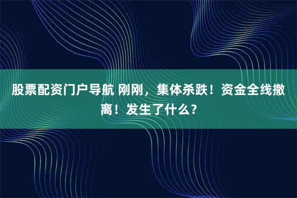 股票配资门户导航 刚刚，集体杀跌！资金全线撤离！发生了什么？